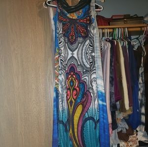 Venus long maxi dress, multi-color pattern ombre, size large